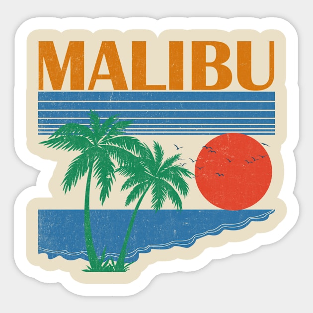 Malibu \\ Retro Vintage Design Sticker by KianOlsen Art